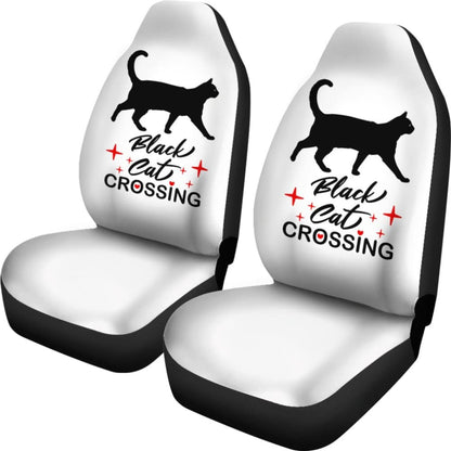 Black Cat Crossing Car Seat Covers