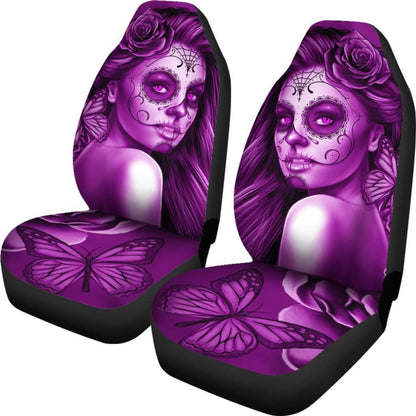 Calavera Fresh Look Design # Car Seat Covers (Purple Night Owl Rose) -