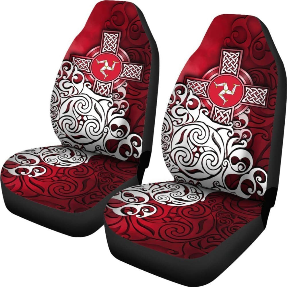 Celtic Car Seat Covers - Isle Of Man Flag With Celtic Cross