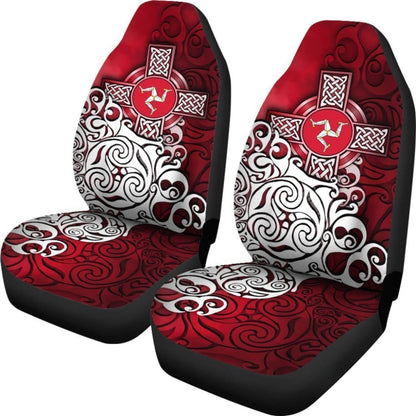 Celtic Car Seat Covers - Isle Of Man Flag With Celtic Cross