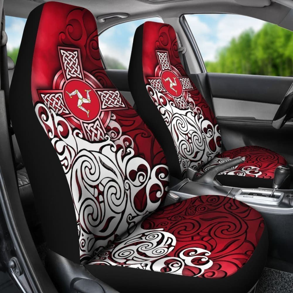 Celtic Car Seat Covers - Isle Of Man Flag With Celtic Cross