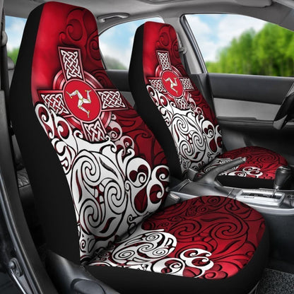 Celtic Car Seat Covers - Isle Of Man Flag With Celtic Cross