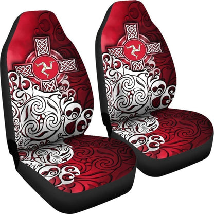 Celtic Car Seat Covers - Isle Of Man Flag With Celtic Cross