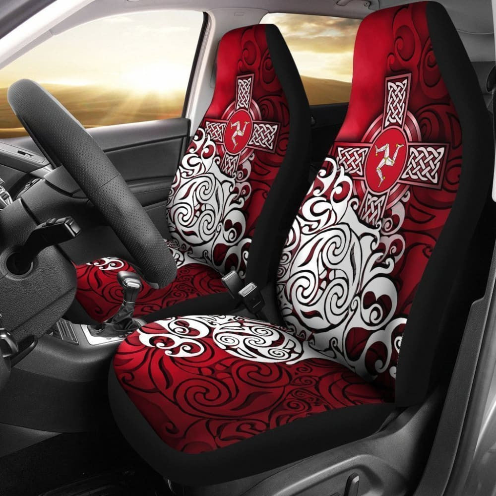 Celtic Car Seat Covers - Isle Of Man Flag With Celtic Cross