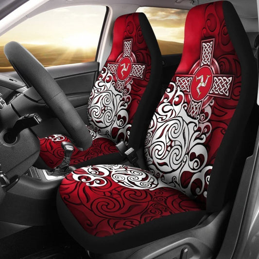 Celtic Car Seat Covers - Isle Of Man Flag With Celtic Cross