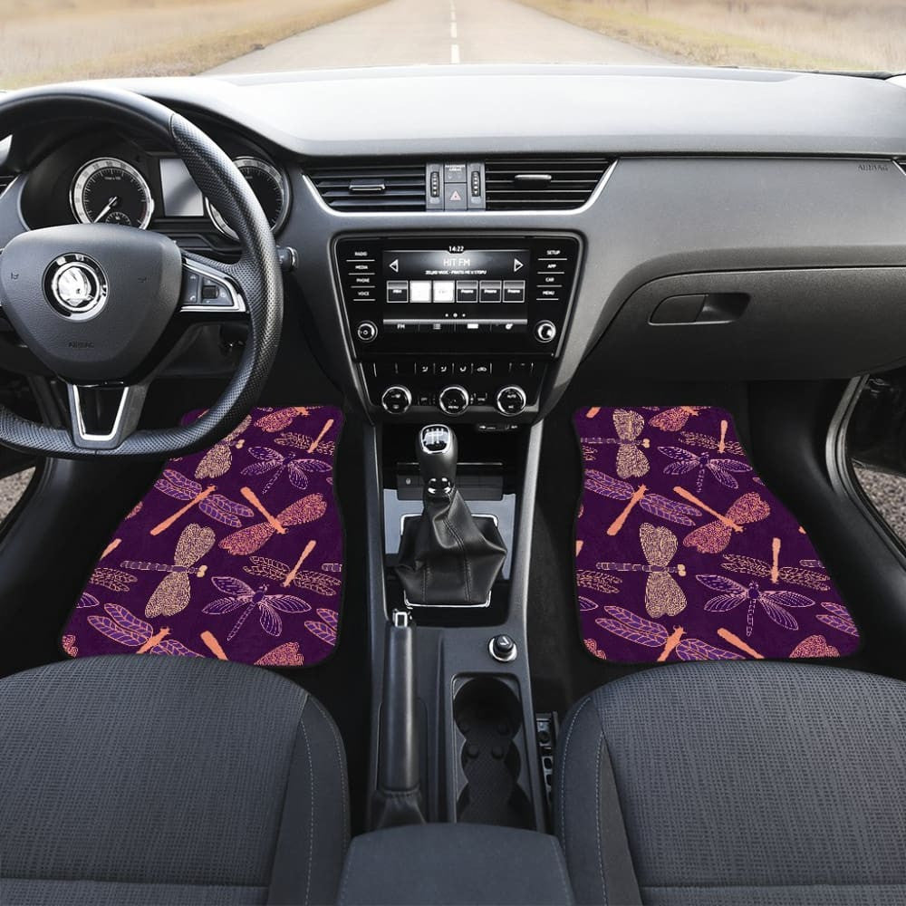 Dragonfly Violet Front And Back Car Mats