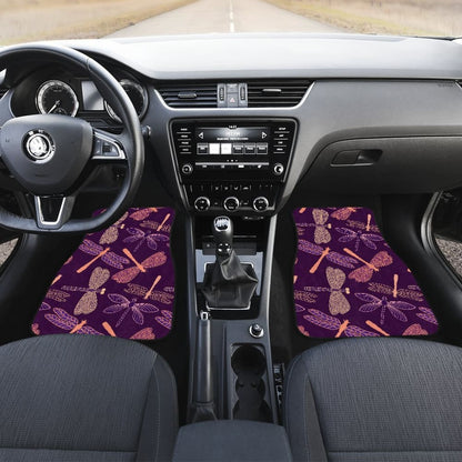 Dragonfly Violet Front And Back Car Mats