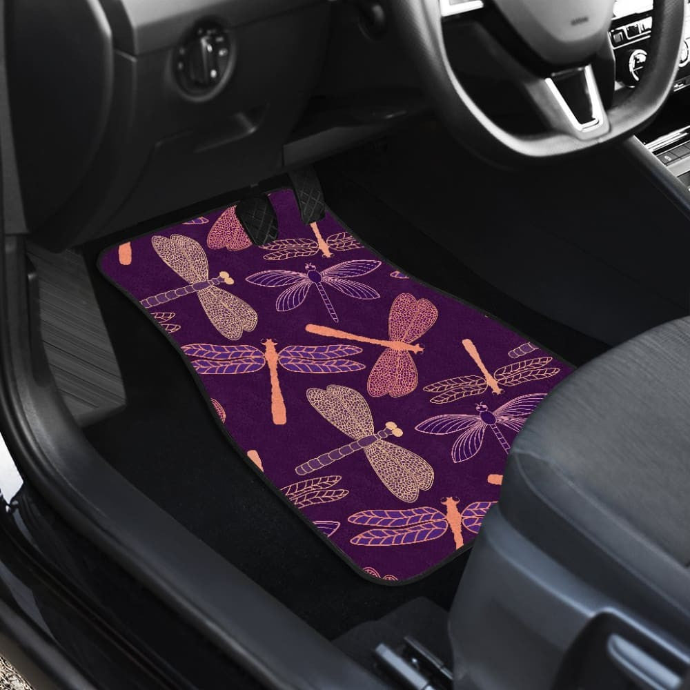 Dragonfly Violet Front And Back Car Mats