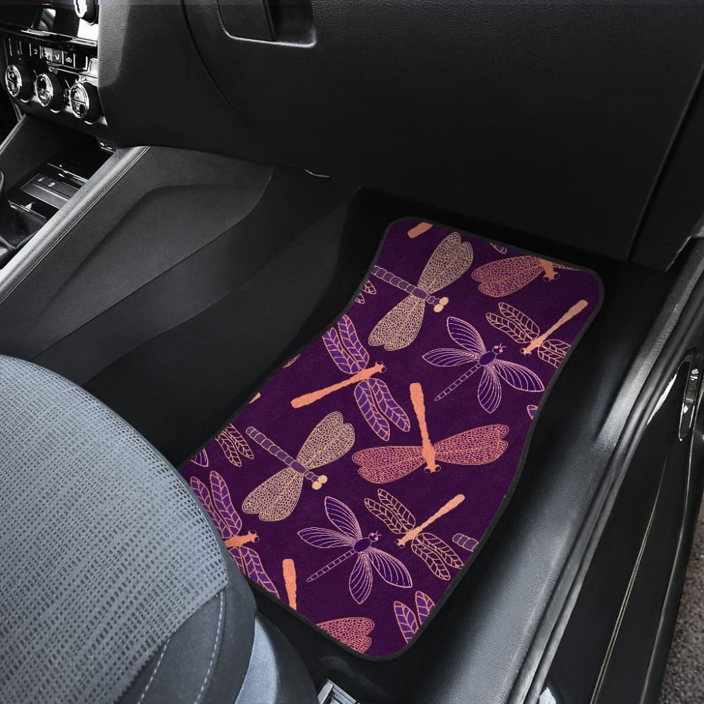 Dragonfly Violet Front And Back Car Mats