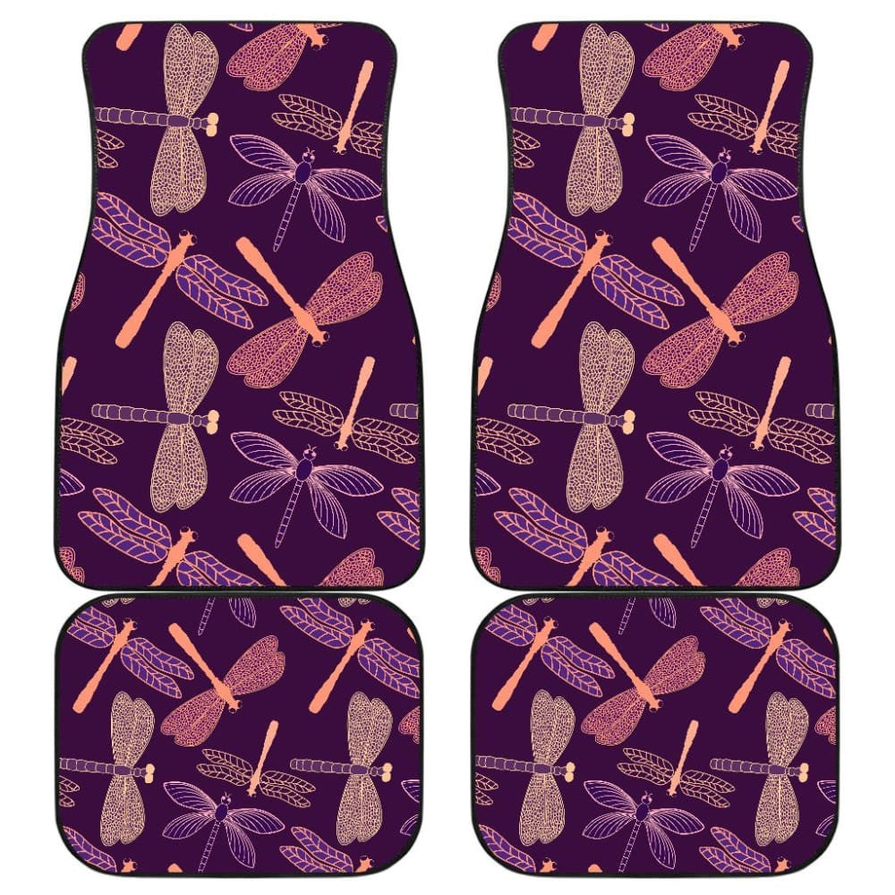 Dragonfly Violet Front And Back Car Mats