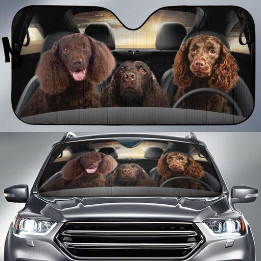 American Water Spaniel Car Auto Sun Shade Funny Dog Windshield