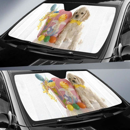 Puppy Spaniel Easter Eggs Ribbons Colorful HdKK Car Sun Shade