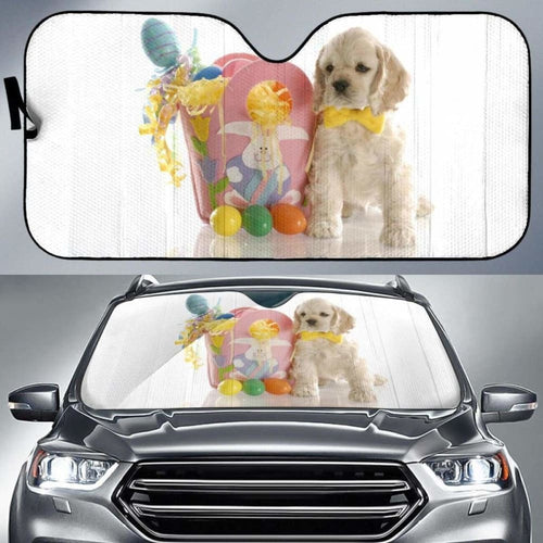 Puppy Spaniel Easter Eggs Ribbons Colorful HdKK Car Sun Shade