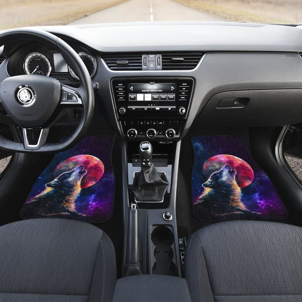 Amazing Galaxy Wolf And Red Moon Car Floor Mats