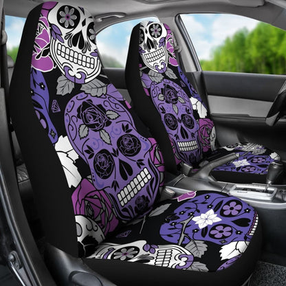 Sugar Skull Purple Car Seat Covers