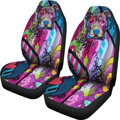 Pit Bull Design Car Seat Covers Colorful Back