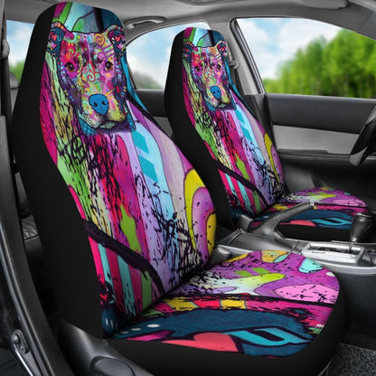 Pit Bull Design Car Seat Covers Colorful Back