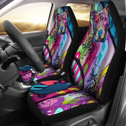 Pit Bull Design Car Seat Covers Colorful Back