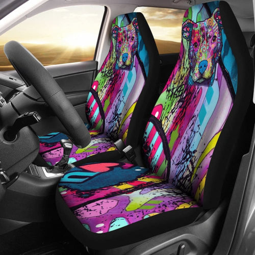 Pit Bull Design Car Seat Covers Colorful Back