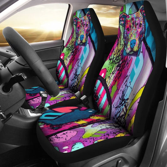 Pit Bull Design Car Seat Covers Colorful Back