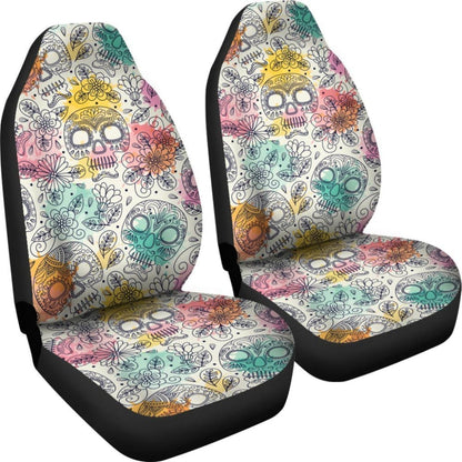 Sugar Skull Flowers Pattern Car Seat Covers