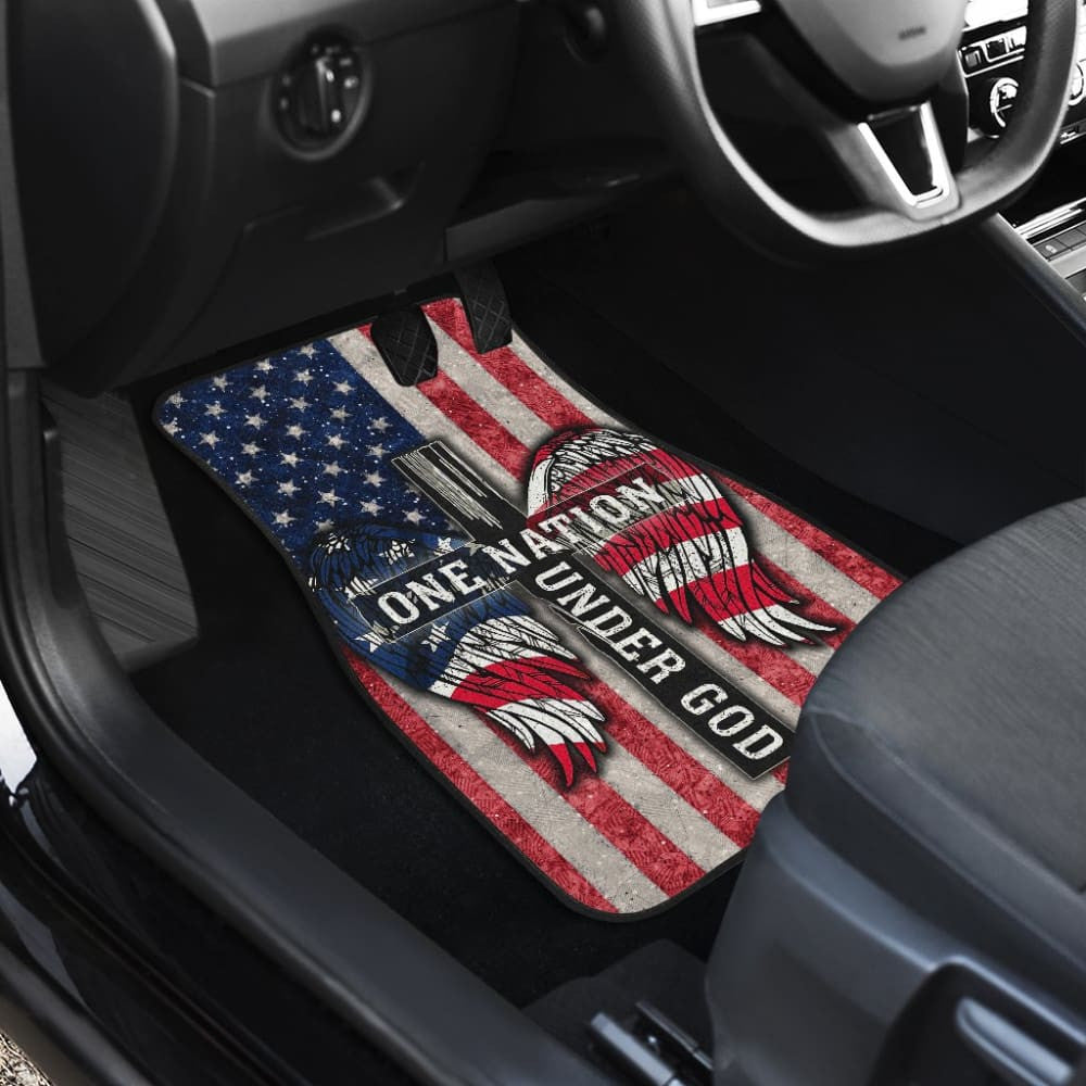 One Nation Under God American Flag Wings Cross Car Floor Mats