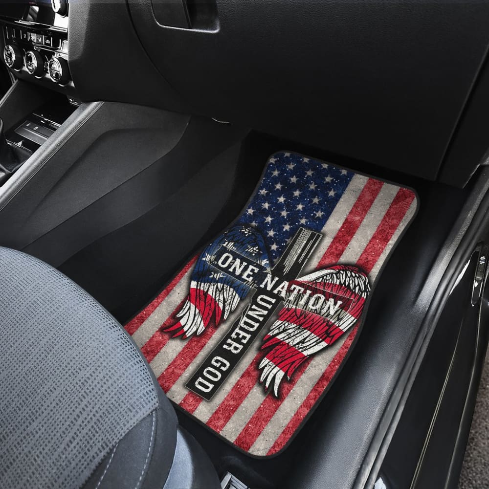 One Nation Under God American Flag Wings Cross Car Floor Mats
