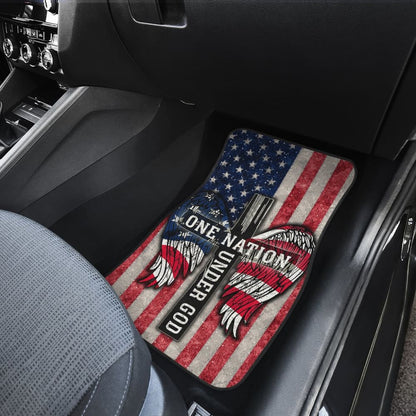 One Nation Under God American Flag Wings Cross Car Floor Mats