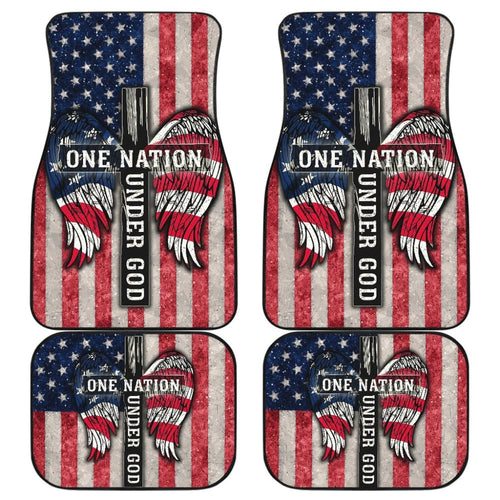 One Nation Under God American Flag Wings Cross Car Floor Mats