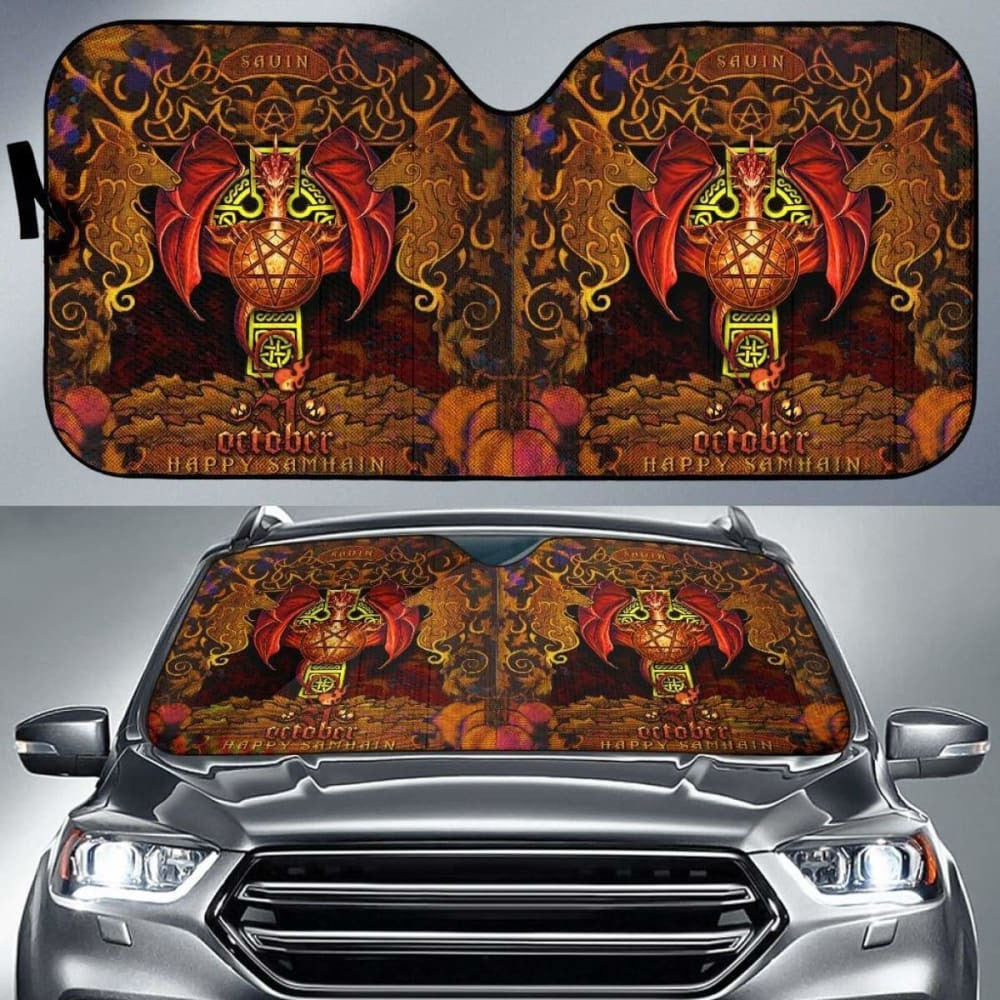 Celtic Samhain Dragon Auto Sun Shades - Happy Samhain Halloween