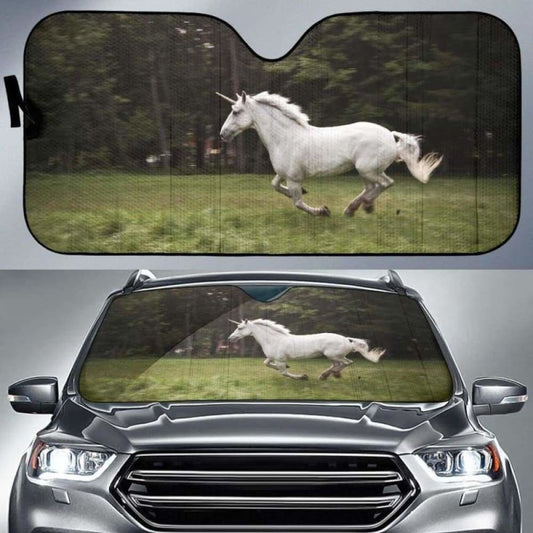 Nature White Unicorn Horse Auto Sun Shades