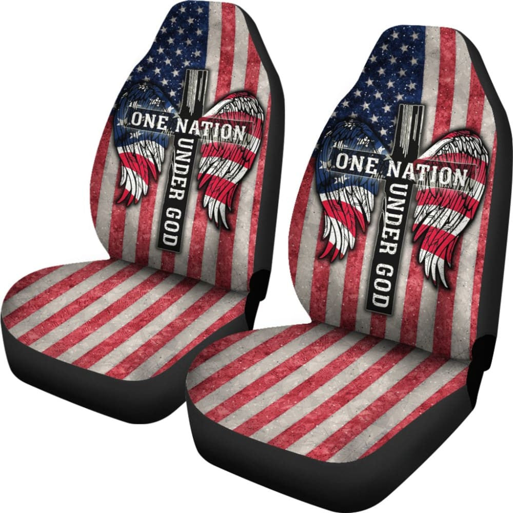 One Nation Under God American Flag Wings Cross Car Seat Covers