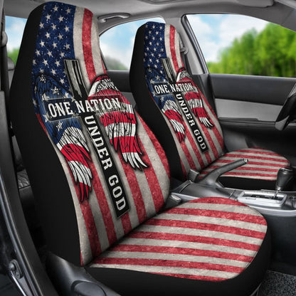 One Nation Under God American Flag Wings Cross Car Seat Covers