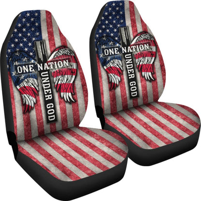 One Nation Under God American Flag Wings Cross Car Seat Covers