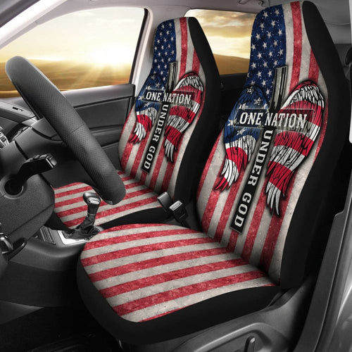 One Nation Under God American Flag Wings Cross Car Seat Covers