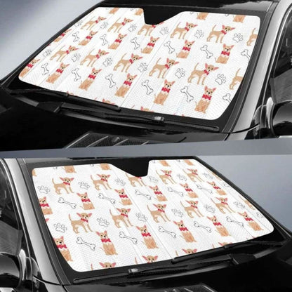 Chihuahua Bone Paw Pattern Car Auto Sun Shades