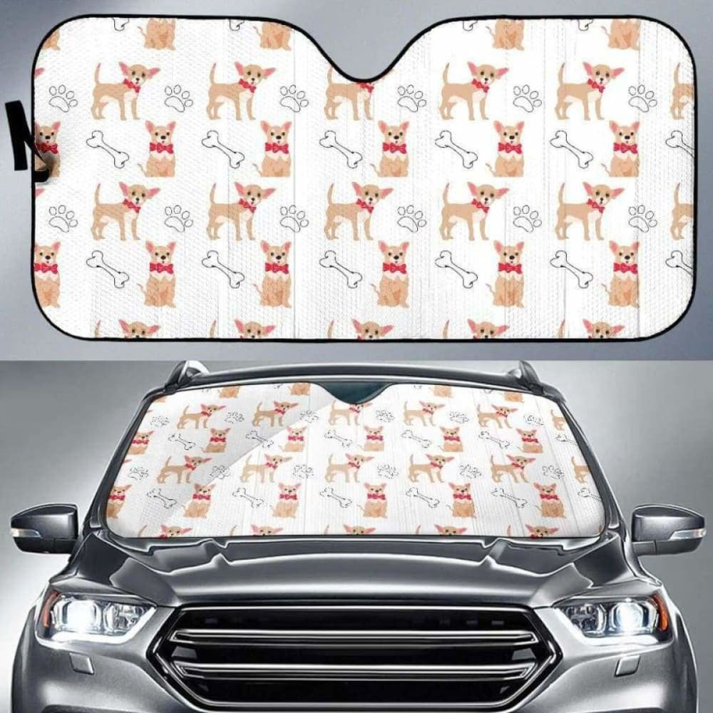 Chihuahua Bone Paw Pattern Car Auto Sun Shades