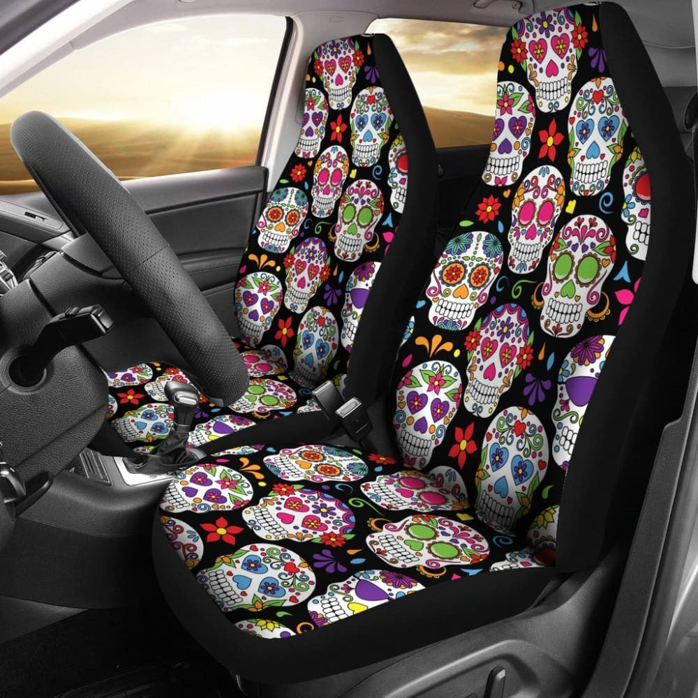 Colorful Sugar Skull Iii Car Seat Covers