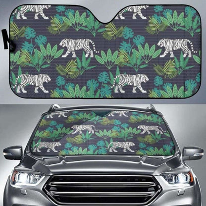 White Bengal Tigers Tropical Plant Car Auto Sun Shades
