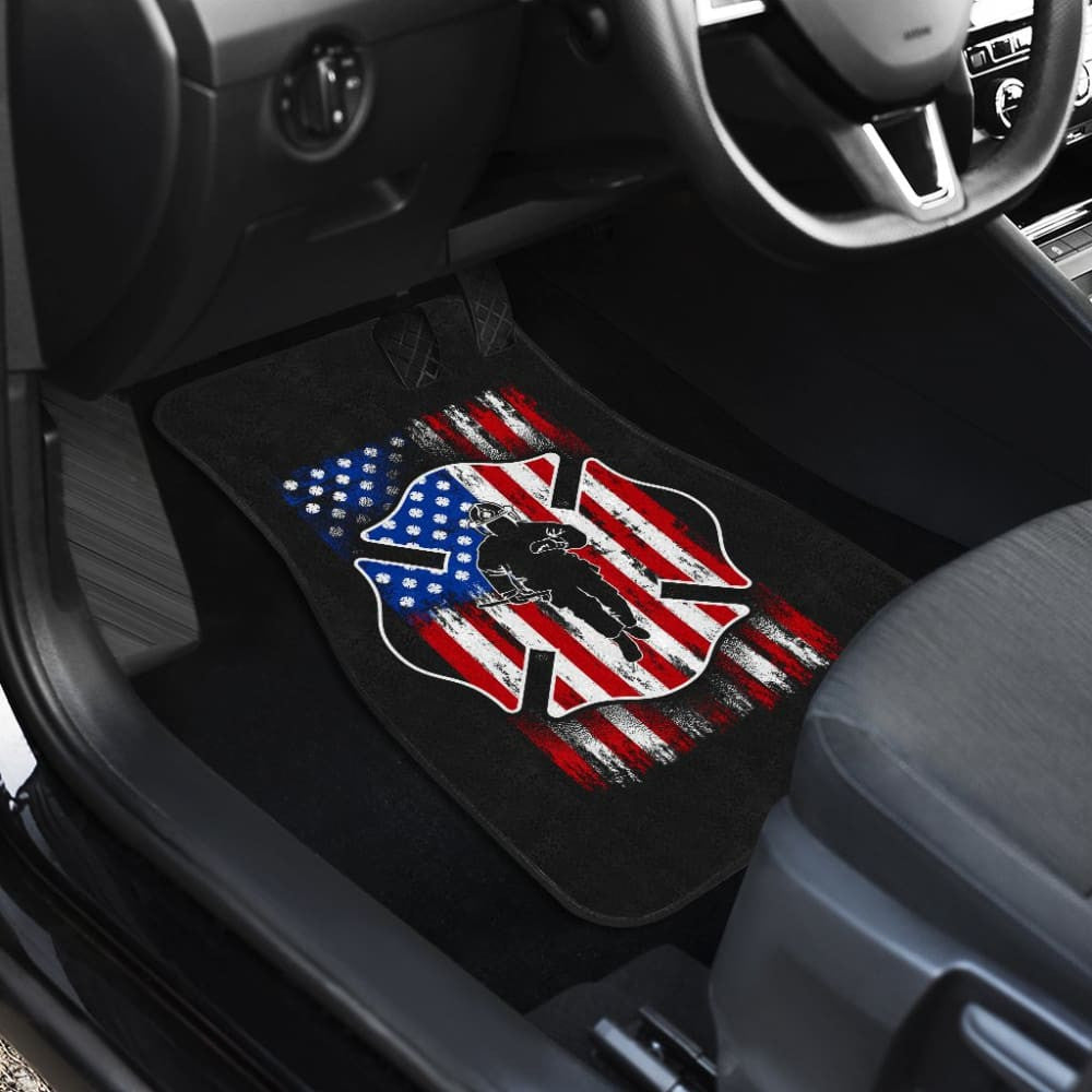 Firefighter Car Floor Mats Custom American Flag