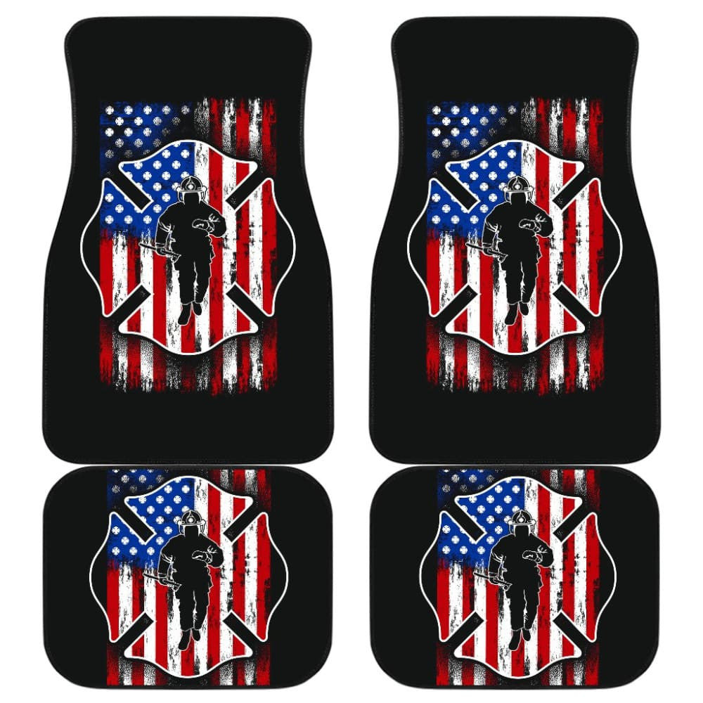 Firefighter Car Floor Mats Custom American Flag