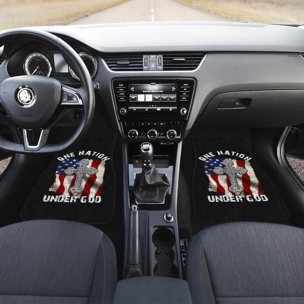 One Nation Under God American Flag Cross Car Floor Mats