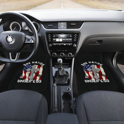 One Nation Under God American Flag Cross Car Floor Mats