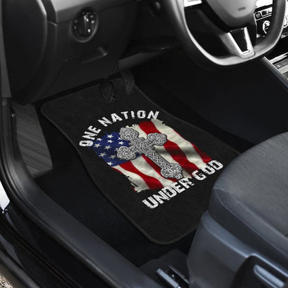 One Nation Under God American Flag Cross Car Floor Mats