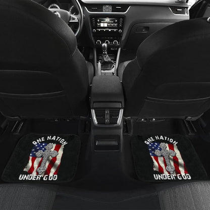 One Nation Under God American Flag Cross Car Floor Mats
