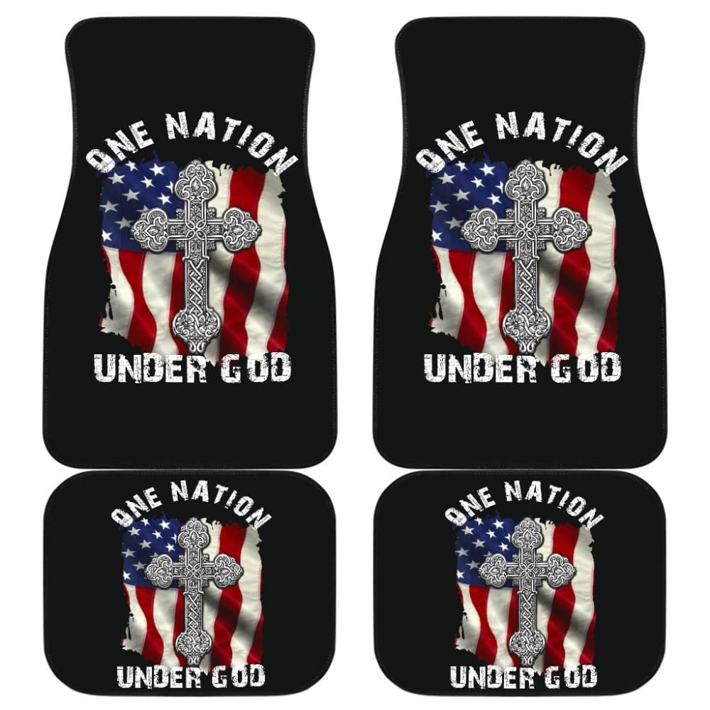 One Nation Under God American Flag Cross Car Floor Mats