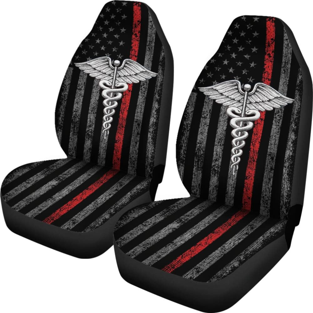 Patriotic Nurse Thin Line Themed Car Seat Covers