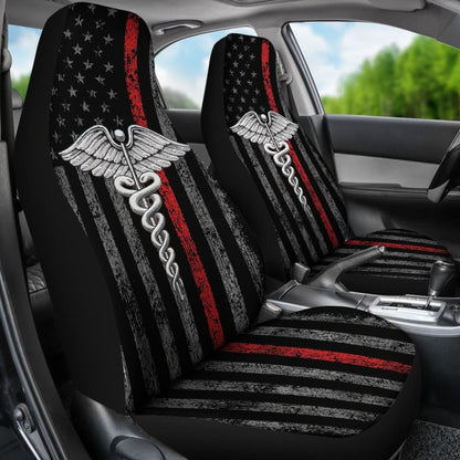 Patriotic Nurse Thin Line Themed Car Seat Covers
