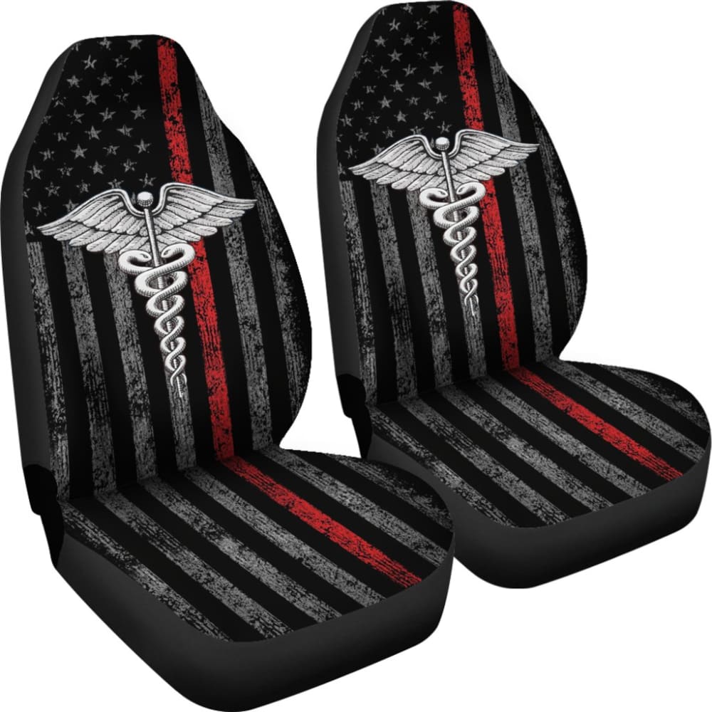 Patriotic Nurse Thin Line Themed Car Seat Covers