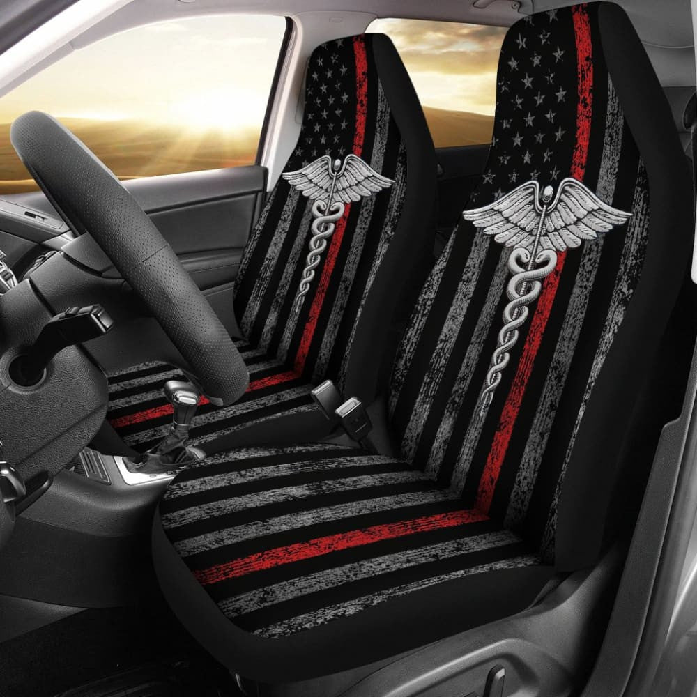 Patriotic Nurse Thin Line Themed Car Seat Covers